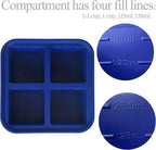 1 Cup Silicone Freezer Tray with Lid 1 Pack - Make 4 Perfect 1-Cup Portions - Easy Release Molds for Food Storage & Freeze Soup, Broth, Stew or Sauce