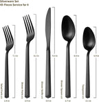 Alata Cube 45-Piece Forged Stainless Steel Flatware Set Cutlery Set with Utensil-Serving Set, Silverware Set Service for 8, Matte Satin Polished, Dishwasher Safe