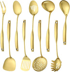Lazycorner Kitchen Utensil Set 9-Piece Stainless Steel 304 Polished Mirror Finish Cooking Spoons, Slotted Spoon, Turner, Spatula, Pasta Spoon– Dishwasher Safe, Rust-Resistant