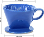 Pour Over Ceramic - Coffee Dripper Ceramic Coffee Maker with 3 Holes Flat Bottom, Porcelain Slow Filter Cone for Travel, Camping, Office, Home, Coffee Maker Brew…