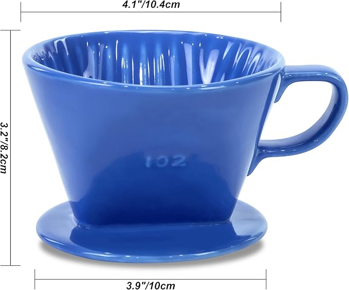 Pour Over Ceramic - Coffee Dripper Ceramic Coffee Maker with 3 Holes Flat Bottom, Porcelain Slow Filter Cone for Travel, Camping, Office, Home, Coffee Maker Brew…