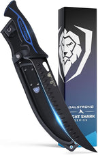 Dalstrong Chef Butcher Knife - 10”- Night Shark Series - 7CR17MOV High Carbon Steel Breaking Knife - Titanium Coated Blade - Outdoor & Fishing Butcher Cleaver -w/Sheath - NSF Certified