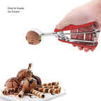 Red Cookie Dough Scoop - 5.3 Tbsp/ 80 ml/ 2.7 oz Stainless Steel Ice Cream Scooper with Trigger Release