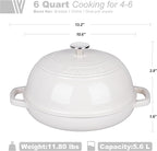 Enameled Cast Iron Dutch Oven Pot with Lid, Bread Oven for Sourdough Bread Baking, Dutch Ovens with Bread Proofing Basket& Baking Supplies Set, 6 Quart, White