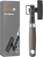 Beneno Can Opener, Manual Side Safe Cut Can Opener Smooth Edge with Durable Sharp Blade, Effort-Saving Knob & Comfortable Non-slip Handle, Brown