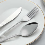 24 Pcs Forks and Spoons Silverware Set, Food Grade Stainless Steel Flatware Cutlery Set for Home, Kitchen and Restaurant, 12 Dinner Forks and Dinner Spoons, Mirror Polished & Dishwasher Safe