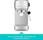 CASABREWS 3700 Essential Espresso Machine 20 Bar, Stainless Steel Cappuccino & Latte Machine with Steam Frother for Home, 43.9oz Water Tank, Silver