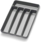 Silverware Organizer Utenisl Organizer Holder Kitchen Drawer Organizer Plastic Silverware Tray for Drawer Flatware Organizer 5 Compartment Black