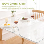 39 x 87 Inch Clear Table Cover Protector, Clear Table Protector for Dining Room Table, 1.5mm Plastic Table Cover, Waterproof Table Pad for Kitchen, Office