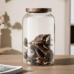 Large Glass Jars with Airtight Wooden Lid, Food Storage Glass Canister, Clear Cereal Storage Container for Flour, Sugar, Coffee Beans, Snack (1 Gallon (4000ml))
