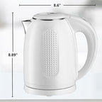 OVENTE Electric Kettle, 1.7L Double Wall Stainless Steel Insulated Water Boiler & Heater for Coffee or Tea, 1100W Fast Boiling with Auto Shut-Off, Boil-Dry Protection & Secure Locking Lid, White KD64W