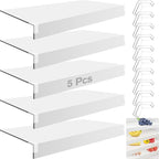 5 Pcs Wire Shelf Cover, 30X16X3 Inch Carbon Fiber Material Shelf Covers for Pantry Shelves(Not Wood), Waterproof Removable Closet Shelving Liner for Home Kitchen,Office Organization - White