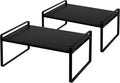 Nxconsu 2Pack Cabinet Shelves Stackable Shelf Organizer Rack Riser for Kitchen Cabinet Pantry Cupboard Counter Countertop Home Organization Storage Space Saver Heavy Duty Metal Nonslip Black Wide
