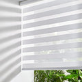Persilux Dual Layer Polyester Window Shade, Cordless Zebra Blinds, White, 35.5" W x 64" H, Light Filtering, Safe for Kids & Pets, Room Darkening, Thermal Insulated