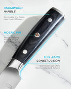 KYOKU 12" Slicing Knife, Samurai Series Brisket Knife for Meat Cutting with Pakkawood Handle, Japanese High Carbon Steel Meat Carving Knife for BBQ Brisket Turkey Ham Rib Roast Beef with Sheath & Case