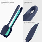 Heat Resistant Silicone Spatula Set: U-Taste 600ºF High Temp Seamless Food Grade Food Grade Flexible Rubber Silicon Kitchen Cooking Mixing Baking Scraper for Nonstick Cookware Set of 4 (Midnight Blue)