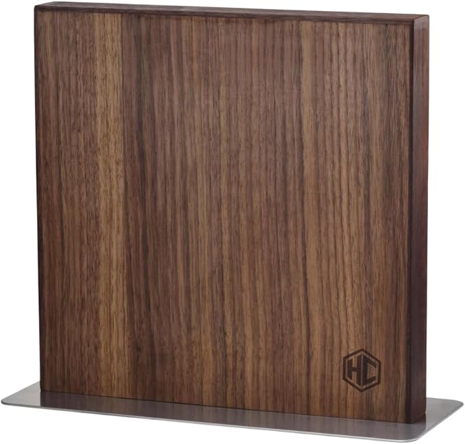 HexClad Magnetic Walnut Knife Block Holder with Strong Enhanced Magnets for Multipurpose Storage in the Home and Kitchen