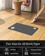 Pet Feeding Mat-Absorbent Dog Mat for Food and Water Bowl-No Stains Quick Dry Dispenser Mat-Dog Accessories Pet Supplies-Water Bowl for Messy Drinkers（Darkgrey,12"x19"