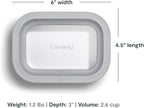 Caraway 6pc Glass Food Storage Set - 2.6 Cup Storage Containers For Food (6) - Non-Toxic Ceramic-Coated Glass - Air Release Technology - Compact & Stackable Design - Gray