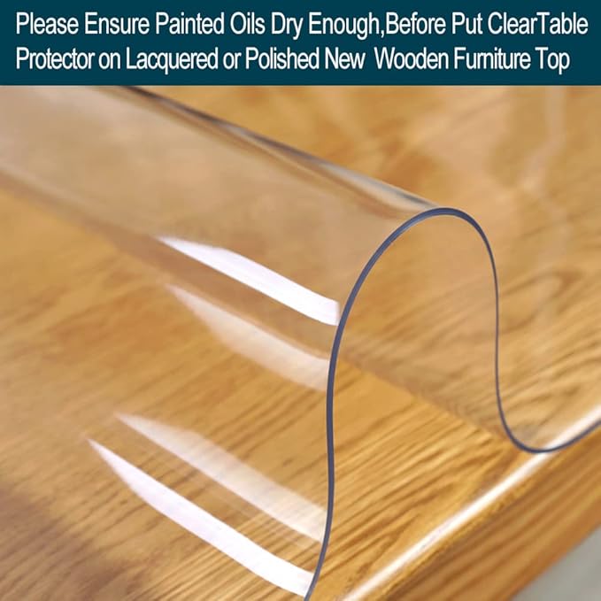 Clear Plastic Table Protector PVC Tablecloth Cover Vinyl Table Cloths Easy Clean Waterproof Wipeable Furniture Desktop Topper Pad for Dining Kitchen Conference Coffee Computer Desk Mat 40X72 inch