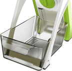 5 in 1 Safe Mandoline Slicer for Kitchen, Safe Vegetable Chopper with Paring Knife, Adjustable Thickness, Easy to Clean, Vegetable Slicer, Slicing, Strips, Shredding, Dicing, Chop (GreenBlack)