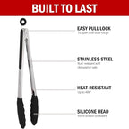 Silicone Kitchen Tongs for Cooking - 9+12 Inch Heat-Resistant Stainless Steel Cooking Tongs with Non-Slip Handle, Non-Scratch Tips for, BBQ, Salad & Air Fryer - 2-PieceRedSet