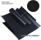 Renook Grill Mat Set of 6-100% Non-Stick Reusable Mats for Gas, Charcoal or Electric Grills - Easy to Clean - 15.75 x 13-Inch, Black