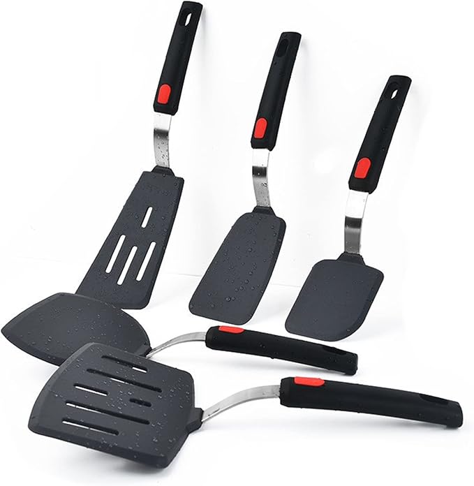 Tenta tenta kitchen Silicone Fish Spatula Turner Wide Pancake Spatulas for Nonstick Cookware Pans Omelette Egg Spatula 600°F Heat-Resistant Kitchen Silicone Utensils