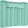 Aujen Silverware Organizer - Expandable Kitchen Drawer Organizer, Adjustable Utensil Organizer, Cutlery Tray for Forks, Knives, Multipurpose Kitchen Organizers and Storage Solution, Green, Large