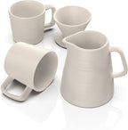 Francois et Mimi Pour Over Drip Coffee Maker Gift Set with Two Coffee Mugs, Non-Electric Pour Over Coffee Dripper, Easy Manual Brew Maker, Dishwasher and Microwave Safe, Filters not included (Ivory)