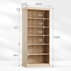 70.8" Tall Brown Bookshelf, Farmhouse Modular Bookcase with 6-Tier Adjustable Shelves, Large Storage Cabinet for Home Office, Living Room, Set of 3