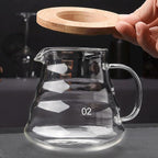 Glass Coffee Dripper/Filter - Glass Pour Over Coffee Cone with Bamboo Stand, Drip Coffee Maker Funnel Accessories for Home or Office, 1-5 Cups