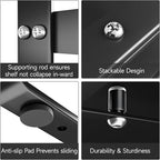 16.5-27’’L Expandable Cabinet Shelf Organizers, Stackable Metal Shelves Extender for Kitchen Countertop Storage, Adjustable Spices Shelves Rack Stand for Cupboard Pantry, Black