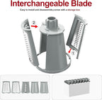 Ourokhome Rotary Cheese Grater Cheese Shredder, Mandoline Vegetable Slicer with 5 Interchangeable Blades and Strong Suction Base for Fruit, Vegetables, Nuts White