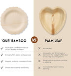 Bambu Pack of 8 - 7 Inch Disposable Bamboo Plates Fancy, Biodegradable Eco Friendly Products, Bamboo Disposable Plates for Events, Compostable Plates
