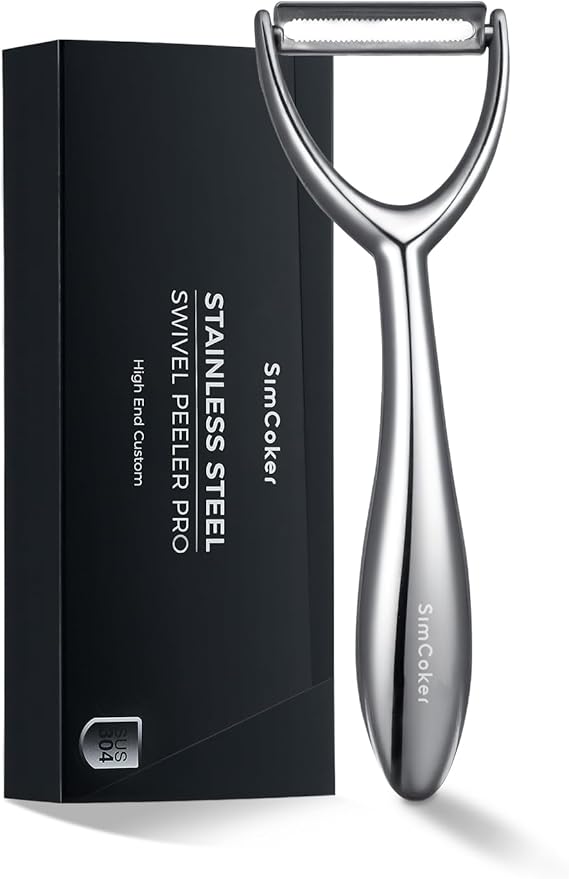 Premium Vegetable Peeler for Kitchen – 304 Stainless Steel, Ultra Sharp Blade, Ergonomic Handle, Dishwasher Safe, 5-Year Warranty