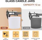 12 OZ Thick Candle Jars for Making Candles 12 Pcs, Empty Jars with Wood Lids for Spice Jars, Sample Container, Matte White