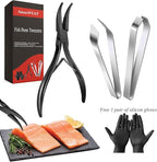 Fish bone tweezers deboner tool for salmon – fish tweezers bones remover pliers deboning tweezer tool, fish bone pliers pin bones deboner, stainless steel fish cleaning tools