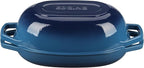 Enameled Cast Iron Oval Dutch Oven Pot with Lid, Dutch Oven for Sourdough Bread Baking, Oval Bread Pan, 5qt, Lake Blue