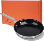 12 Inch Ceramic Non Stick Frying Pans - 5 Ply Stainless Clad Nonstick Skillet, Toxic, PTFE & PFOA FREE, Professional Cookware for Induction, All Stoves and Oven up to 650°F