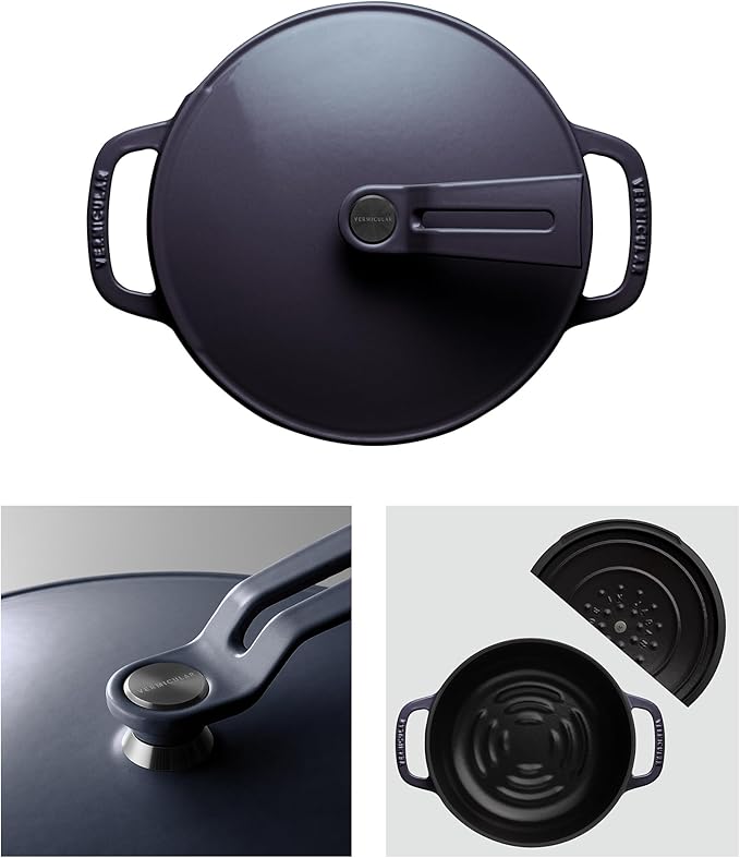 Vermicular Oven Pot 2.0 | Lightweight Enameled Cast Iron Pot | 18cm (2 Qt) | Non-Toxic | Induction-compatible | Dutch Oven | Made in Japan | Deep Ocean Blue