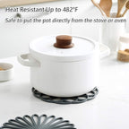 Set of 3 Silicone Trivet Mat - Hot Pot Holder Hot Pads for Table & Countertop - Trivet for Hot Dishes - Non-Slip & Heat Resistant Modern Kitchen Hot Pads for Pots & Pans, Dark Green