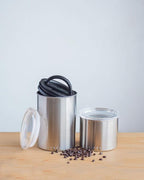 Planetary Design Airscape Stainless Steel Coffee Canister | Food Storage Container | US Patented Airtight Lid | Push Out Excess Air Preserve Food Freshness (Medium, Matte Yellow)