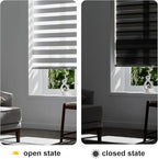 Persilux Cordless Zebra Shades (47" W X 72" H, Grey) Free-Stop Window Shades Dual Layer Light Control for Day and Night, Light Filtering Sheer Blinds for Windows, Easy to Install