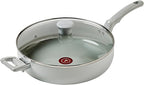 T-fal Refresh Ceramic Nonstick Saute Frying Pan with Lid 5 Qt, Oven Safe to 350°F Cookware, Stay-Cool Handle Skillet, Ceramic Pots and Pans, Moon Grey