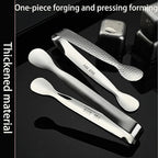 4Pcs 4.3" Stainless Steel Mini Ice Tongs – Ideal for coffee bars, tea parties, dessert events & kitchen use (sugar/ice buckets, appetizers). Available in shiny/textured surface styles for versatile