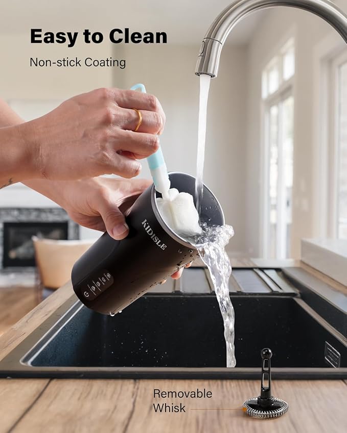 4-in-1 Electric Milk Frother and Steamer, Milk Steamer and Cold Foam Maker, Hot Chocolate Maker, Frother for Coffee, Latte, Macchiato, Cappuccino, BPA Free, Black