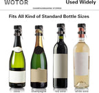 WOTOR Champagne&Wine Bottle Stoppers Stainless Steel with Food Grade Silicone, Leak Proof Keep Fresh Reusable Saver, Cork Suitable for Wine, Champagne, Cava, Prosecco and Sparkling (2 Pack Black）