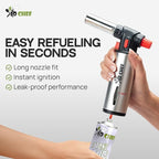 Jo Chef Butane Torch Lighter, Cooking Torch - Refillable Adjustable Flame Lighter with Safety Lock for BBQ, Baking, Brulee Creme, DIY + FREE Recipe eBook (Butane Not Included)