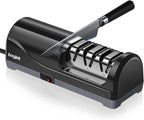 Electric Knife Sharpener for Kitchen Knives, 3-Stage Professional Knife Sharpening System with 100% Diamond Abrasives, 20° Precision Knife Sharpening Angle Guide, afilador de cuchillos electrico